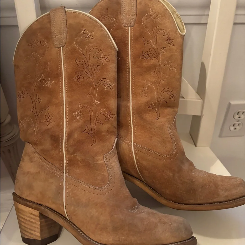 Wolverine suede Cowboy boots, Western wear brown Size 8 - Picture 7 of 8